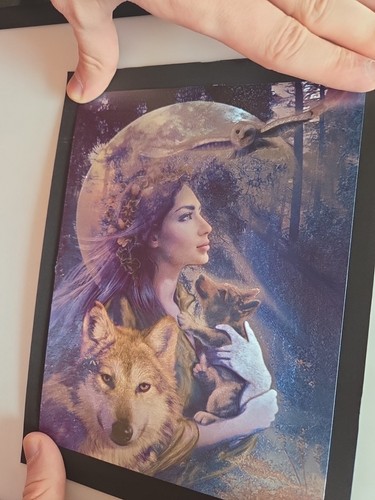 Hologramm bild frau wolf mond - hologramm,